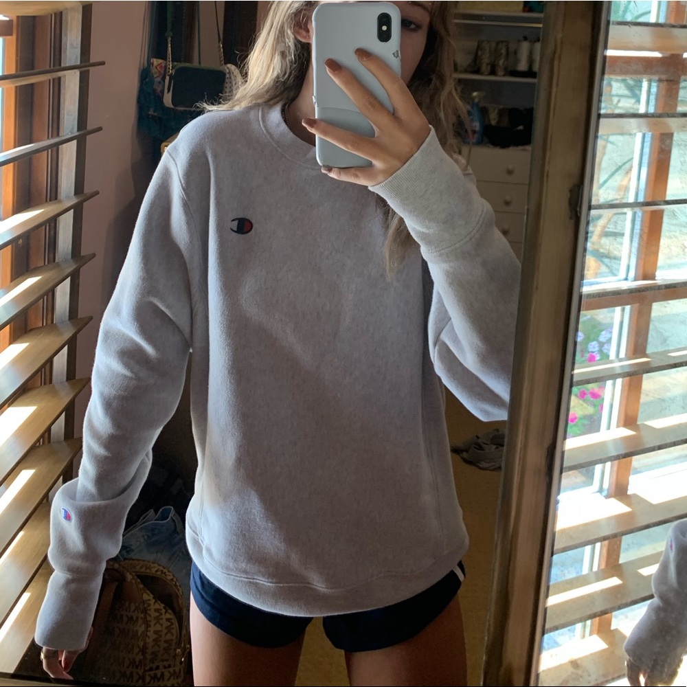 women’s grey champion pull over sweatshirt